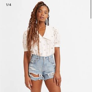 Levi's 501 Original Denim Shorts High Rise Fault Line